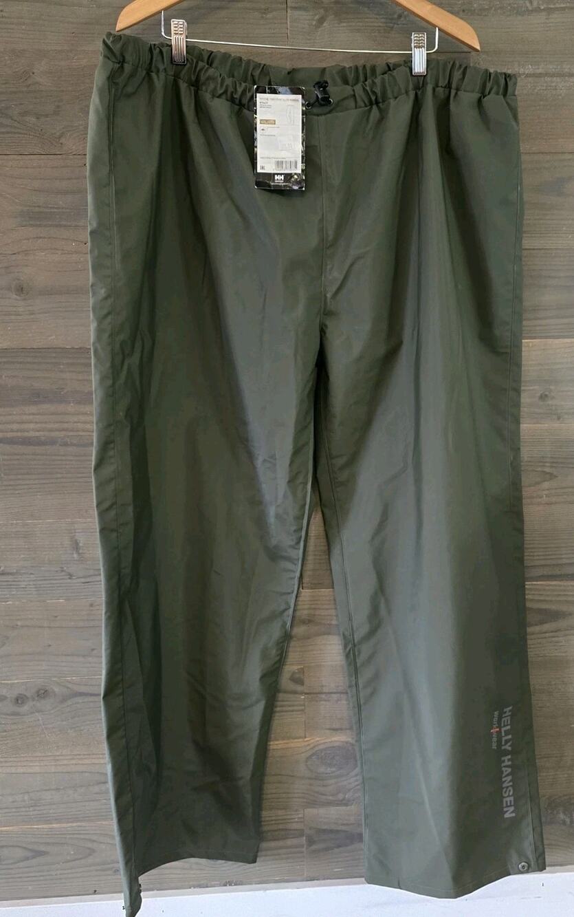 NWT Helly Hansen Workwear Mandal 70429 Waterproof Rain Pants 4XL Army Green